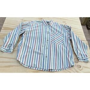 KARL KANI Jeans Long Sleeve Casual Button Up Striped Shirt Cotton Men's Size 2X‎